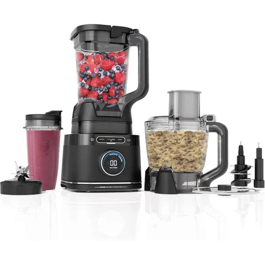 Kitchen System Power Blender 72 oz. Pitcher, 64 oz. Food Processor, 24 oz. To-Go Cup, Black