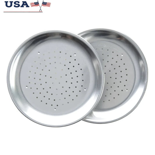 Natural Aluminum 2 Pack Air Crisper Pizza Pans 9" x 9