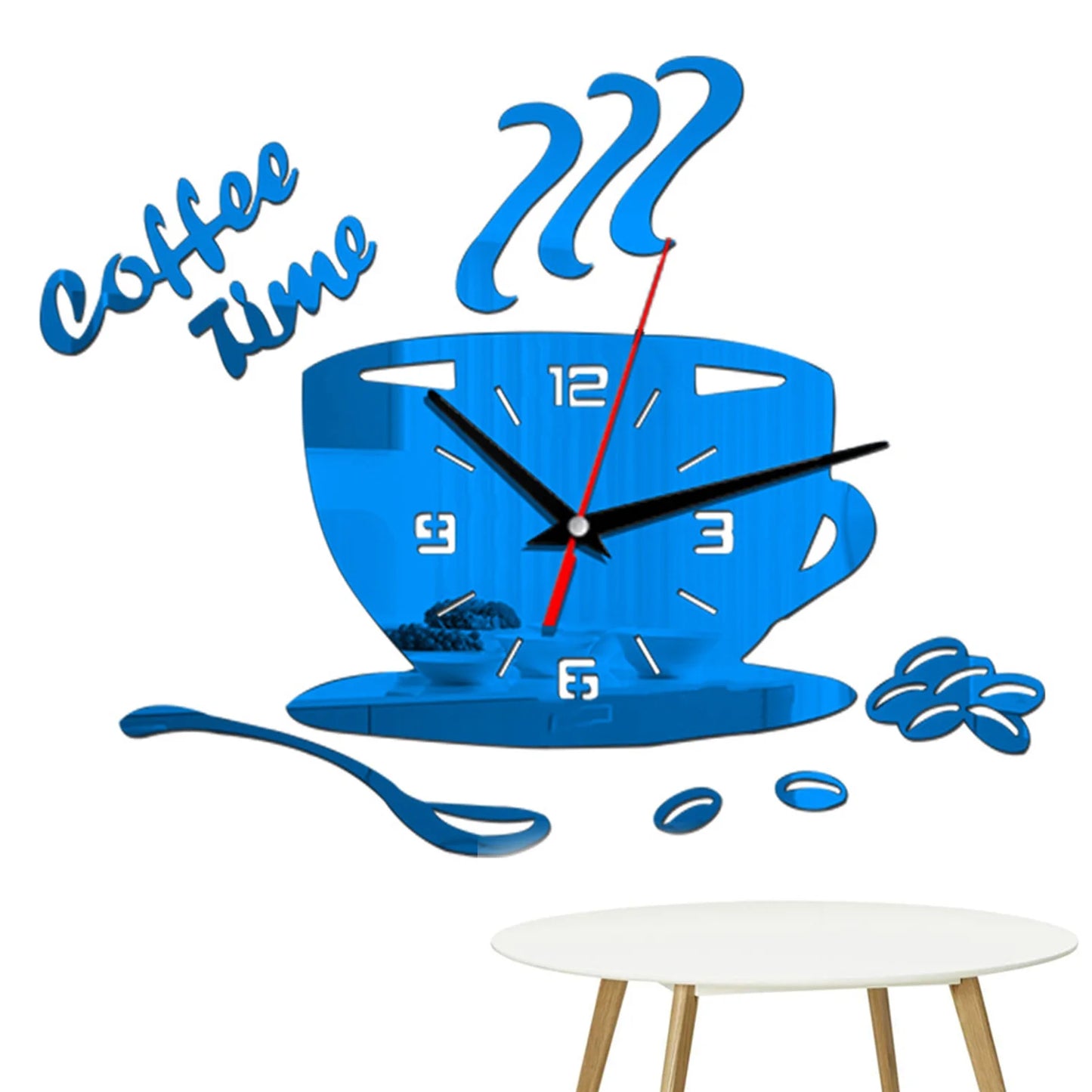 3D Mirror Coffee Cup Shaped Wall Clocks Modern Design, DIY