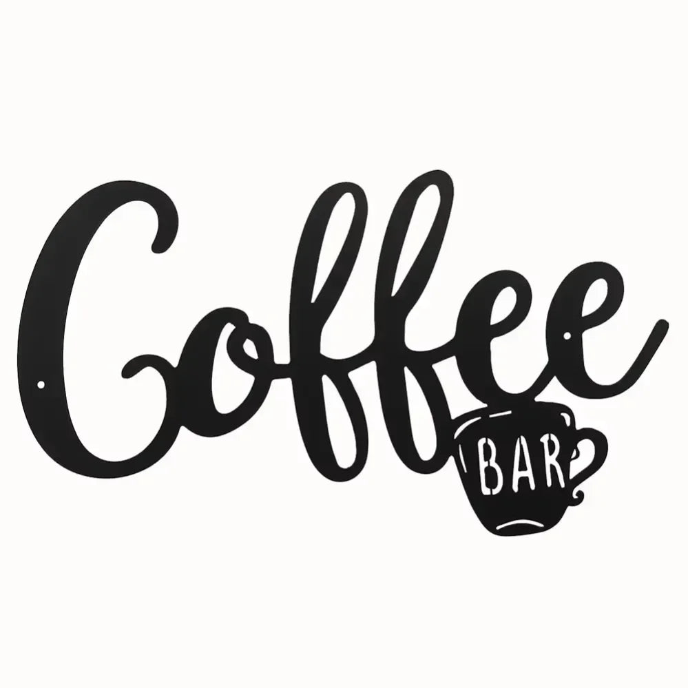 1pc Black Metal Coffee Cup Wall Sign – Stylish Hanging Decor