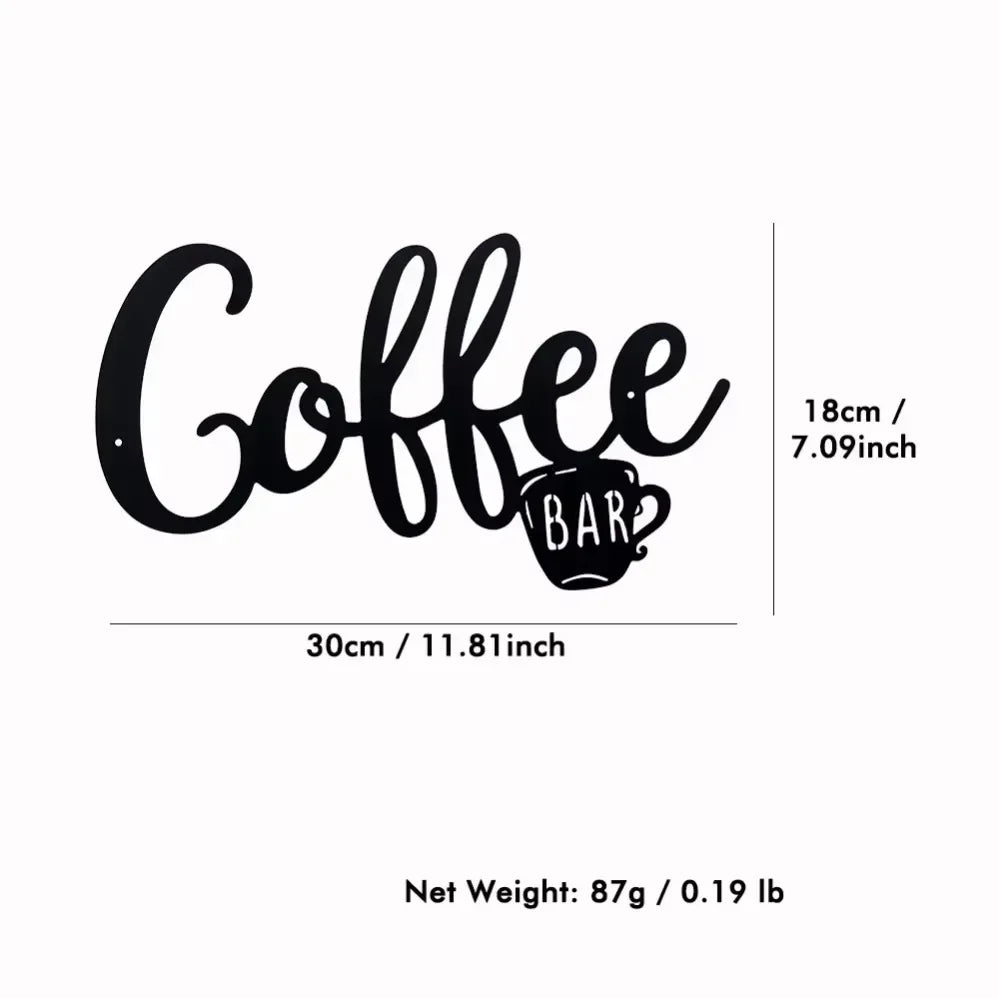 1pc Black Metal Coffee Cup Wall Sign – Stylish Hanging Decor