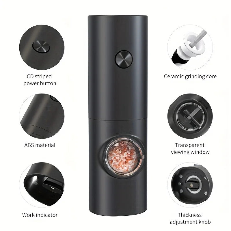 Premium 2-Piece Electric Set with Detachable Base - Automatic Black Peppercorn & Sea Salt Mill