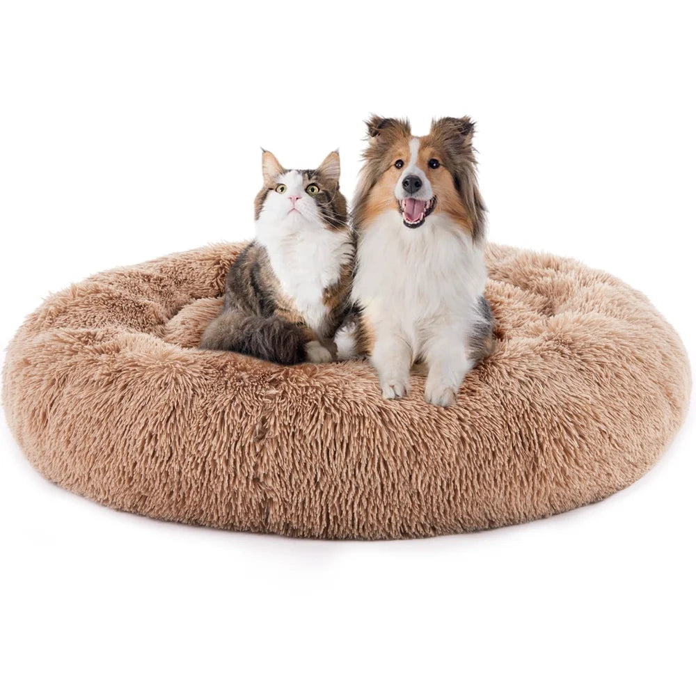Machine Washable Calming Donut Anti-Slip Round Waterproof Pet Bed Home Travel